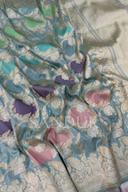 Pastel Circular Lotus Jangla Saree