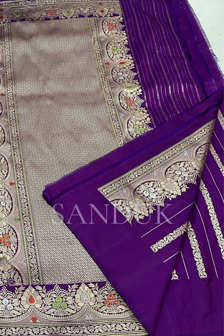 Purple Jangla Meenakari Saree