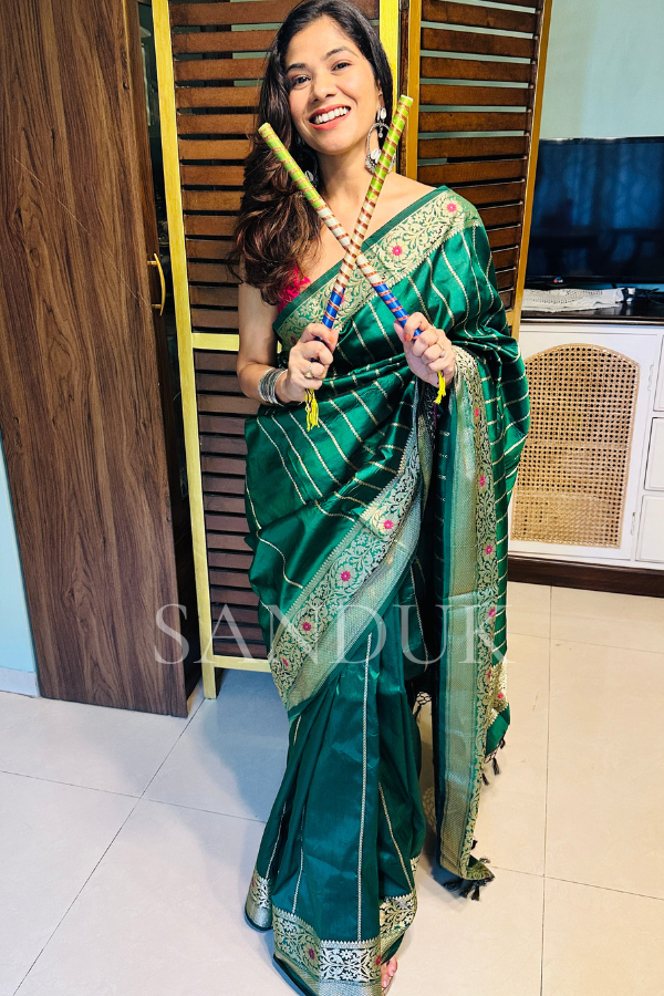 Green stripe Saree