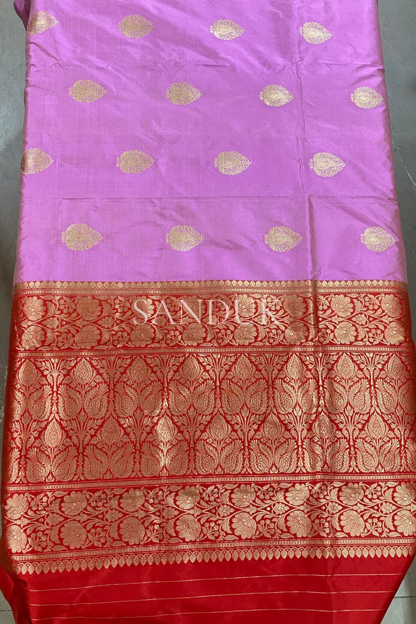 Contrast Border Pink Katan Silk (Saree)